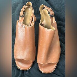 Coach Brown Brady Open Toe Sling Mule Heels, Size 8.5